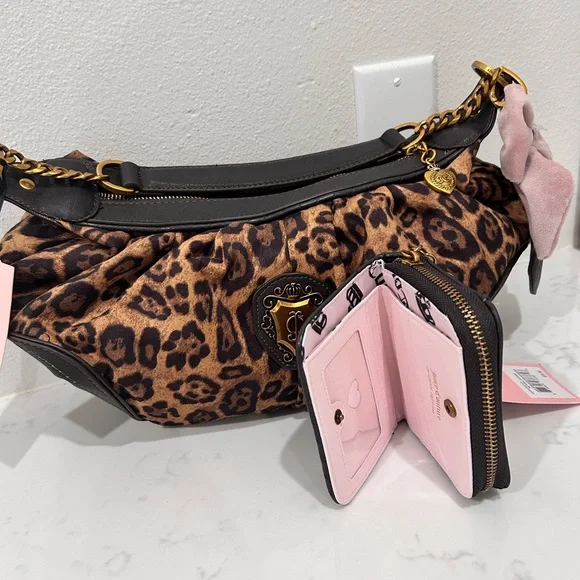 Viral!!!!  Juicy Couture cheetah Hobo Romance Shoulder Bag with matching wallet. - Picture 2 of 6